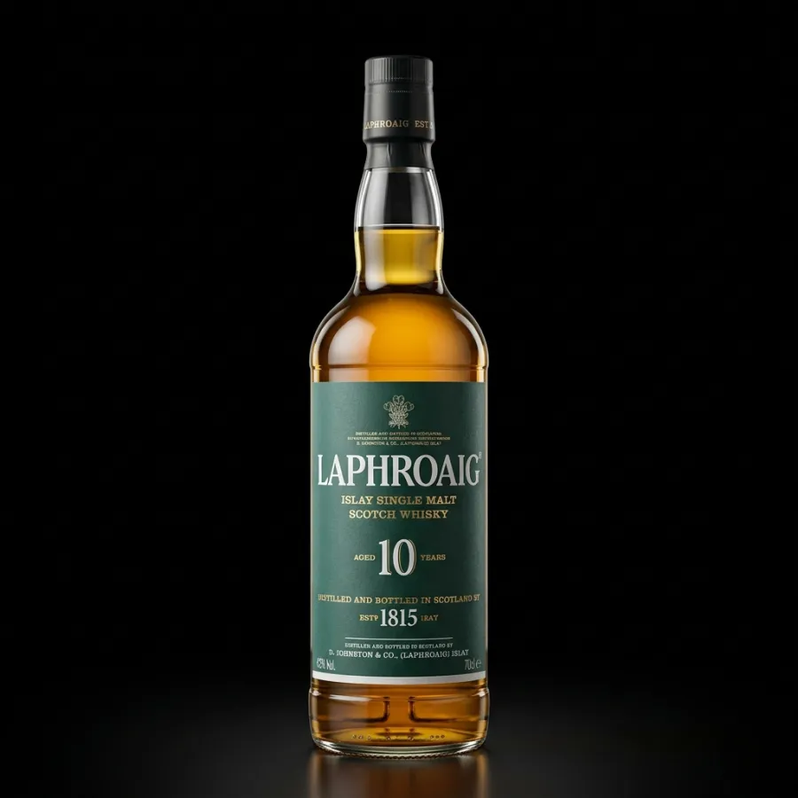 Bottle of Laphroaig 10 Year, scotch