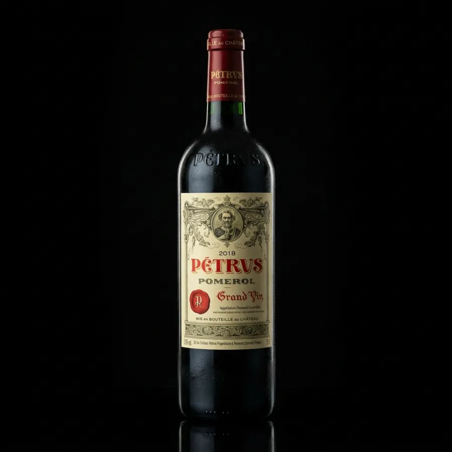 Bottle of Pétrus 2018, fine wine